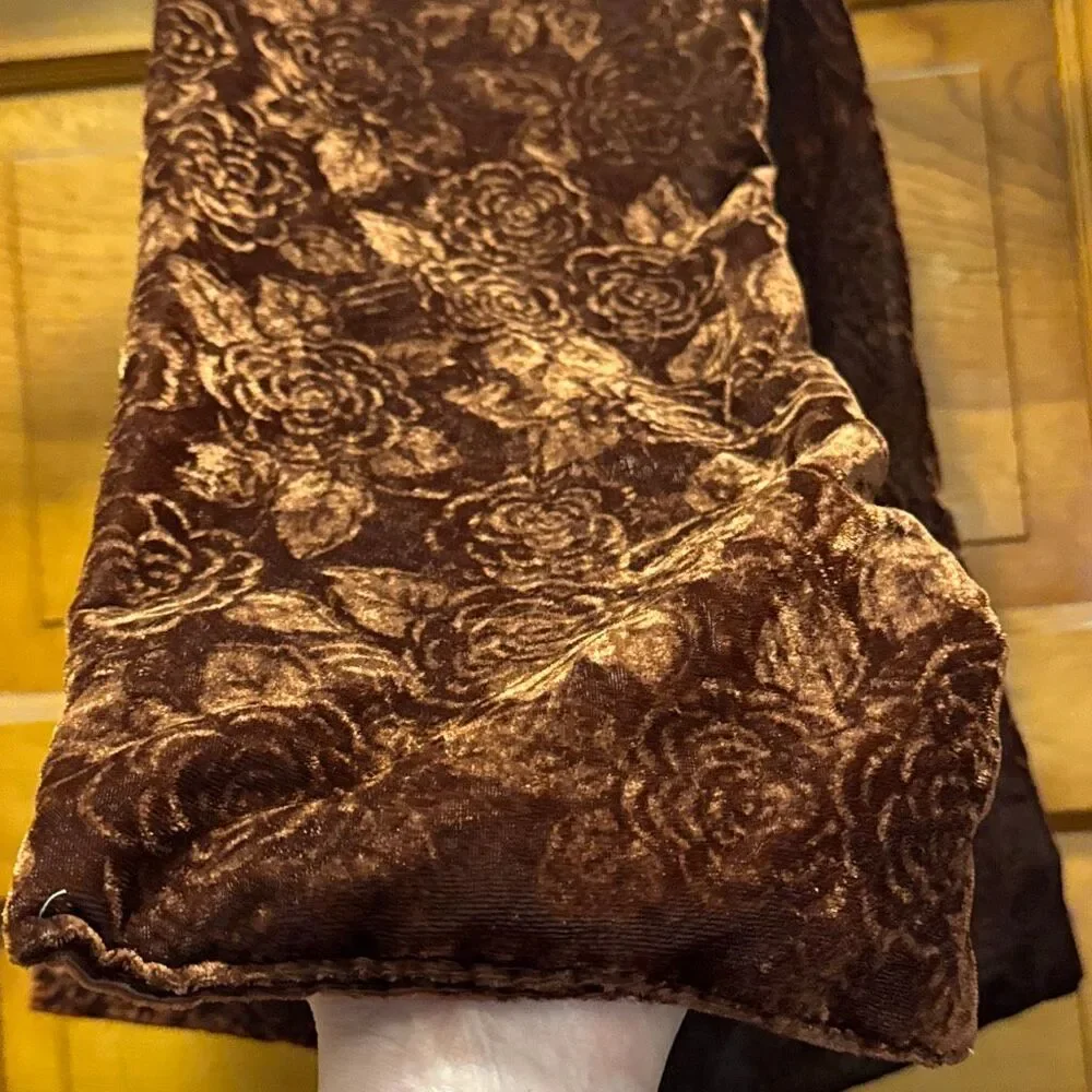 Rust Red Brown Velour Floral Scarf Women’s 8” x 72” Fall Autumn - Picture 2 of 6